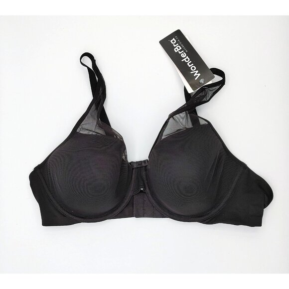 Wonderbra E1677H T Shirt Bra Size 38B Black Polyester Blend Underwire NWT - Picture 2 of 7